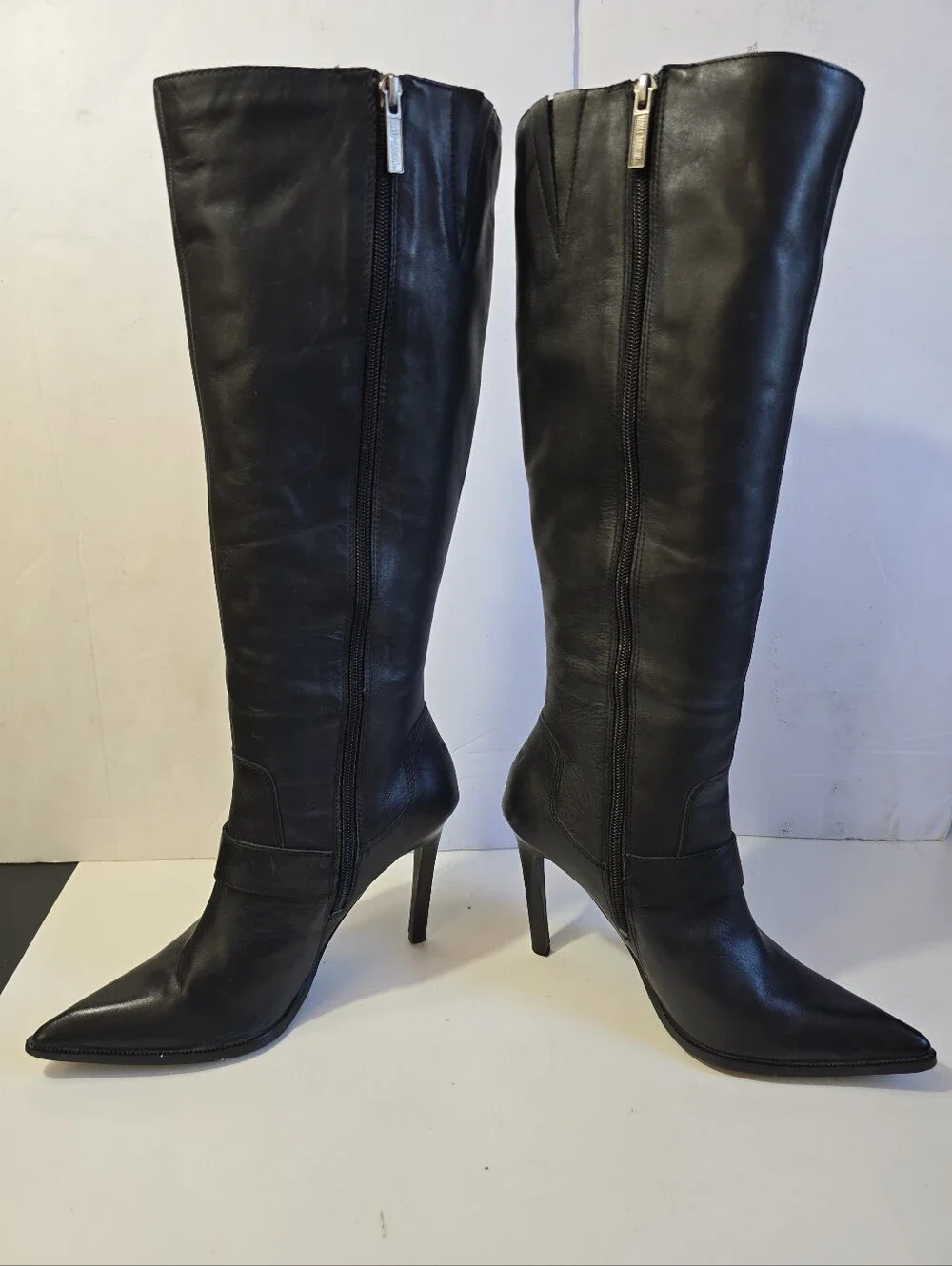 Harley Davidson Janelle Womens Black Knee-High Buckle Stiletto Boots Size 8.5 - Picture 8 of 15